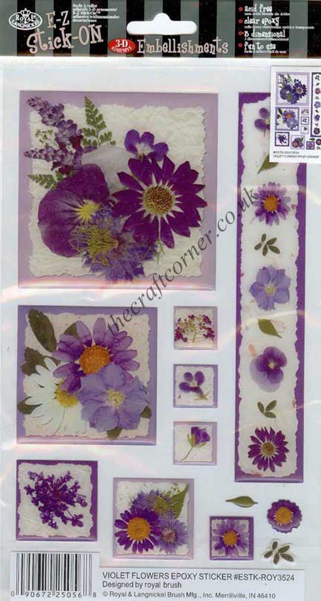 Violet Flowers Epoxy Stickers from E-Z Stick On