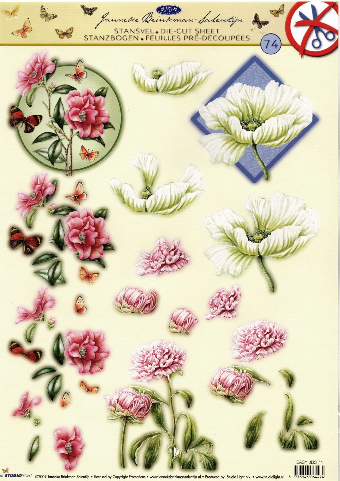 Watercolour Flowers by Janneke Brinkman 3D Decoupage Die Cut Sheet - No Cutting Required