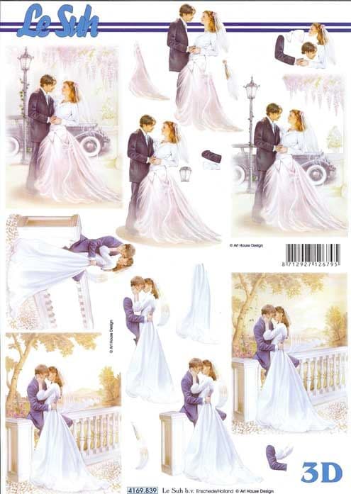 Wedding Couple 3 3d Decoupage Sheet