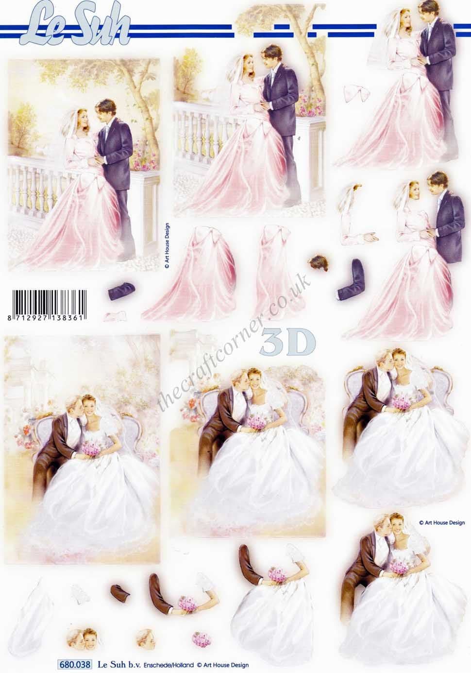 Wedding Couple Die Cut 3d Decoupage Sheet From Le Suh