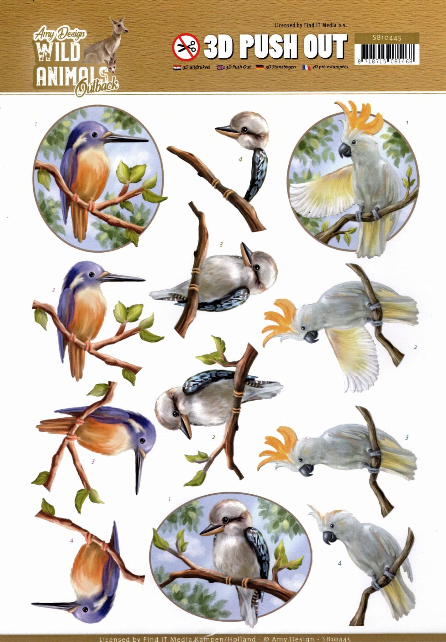 Wild Animals Outback Birds - Amy Designs 3D decoupage Die Cut Sheet