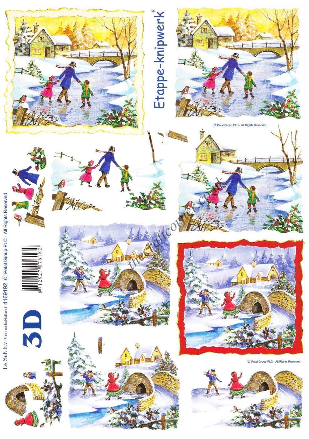 Winter Ice Skating Scenes 3d Decoupage Sheet