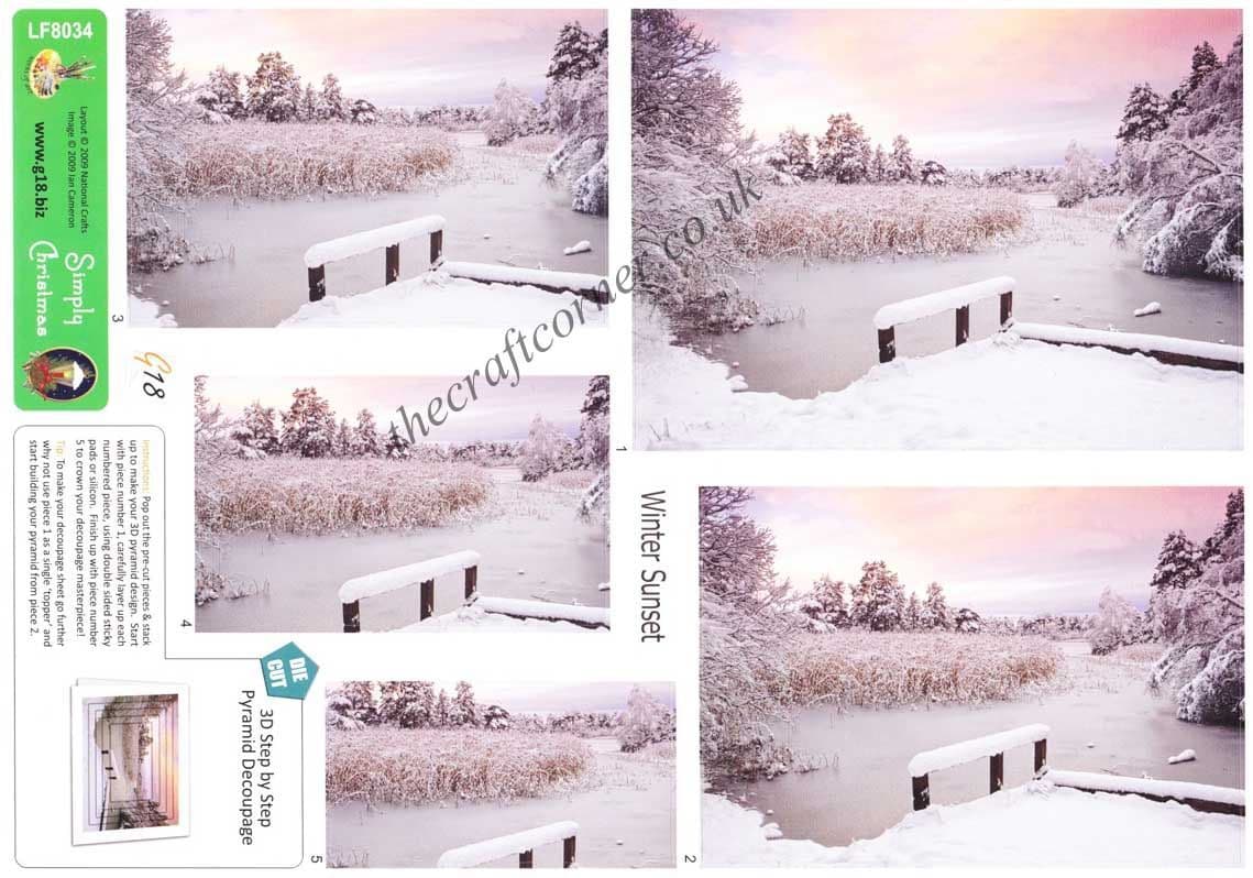 Winter Sunset Pyramid Die Cut 3d Decoupage Sheet