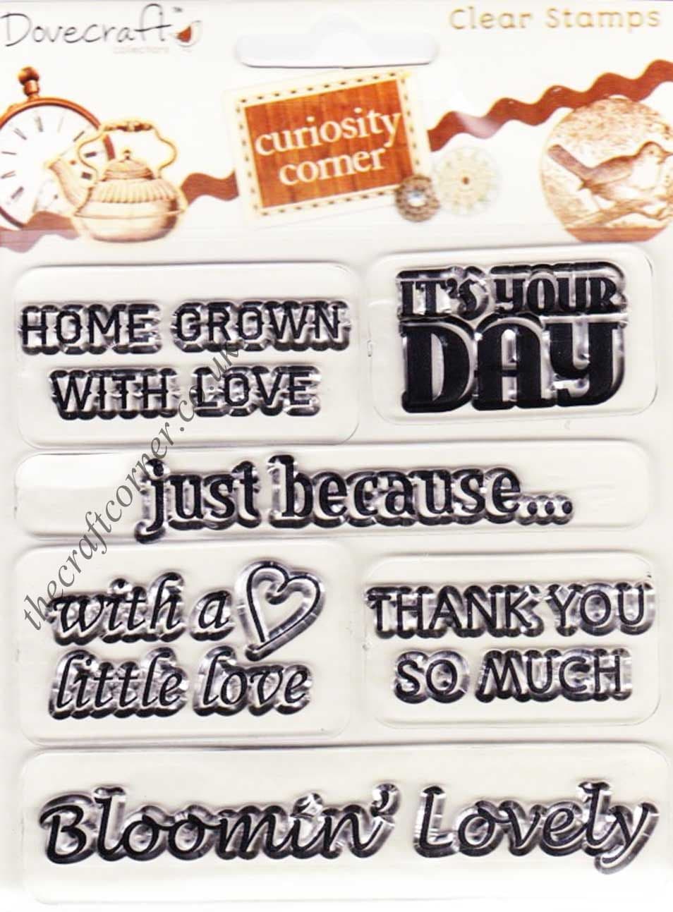 With A LIttle Love & Other Greetings 6 Clear Unmounted Rubber Stamps by Dovecraft