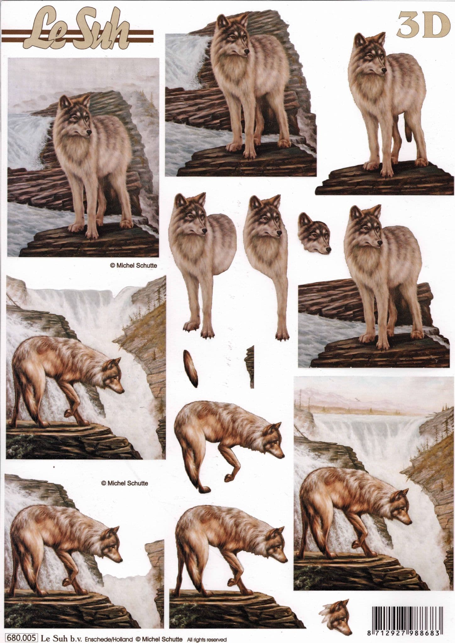 Wolf Die Cut 3d Decoupage Sheet From Le Suh - NO CUTTING