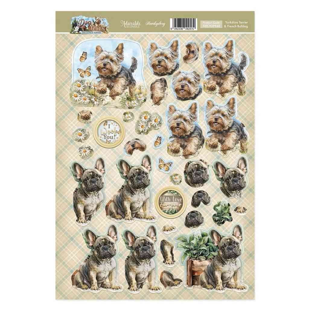 Yorkshire Terrier & French Bulldog Dog Tales Die Cut 3d Craft Decoupage