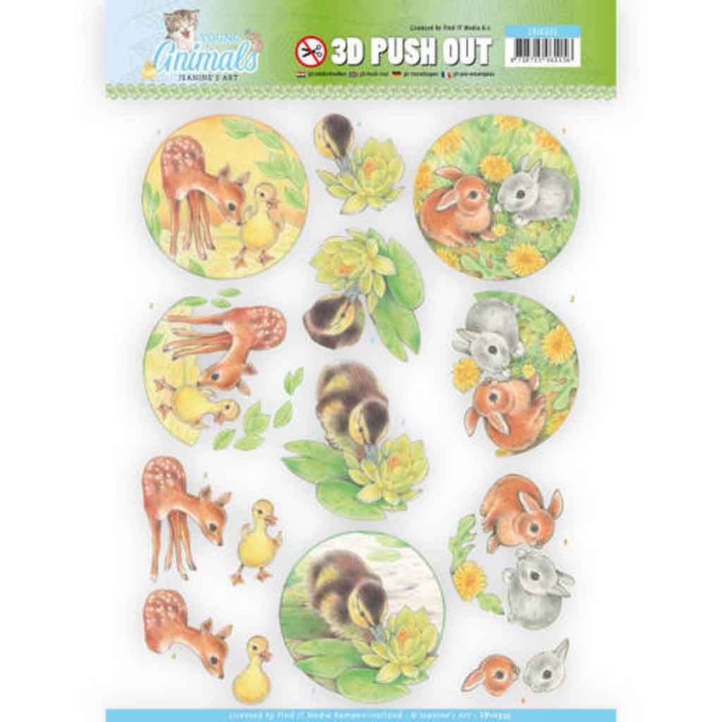 Young Animals Deer, Duckling & Bunnies Die Cut 3d Decoupage Craft Sheet